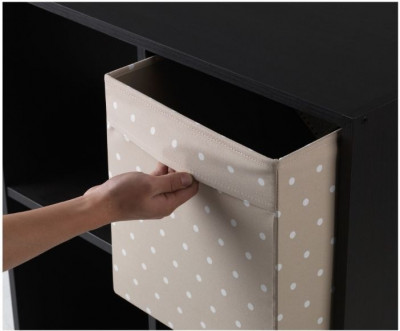 Органайзер, коробка для хранения Икеа, Дрона, бежевая в горошек