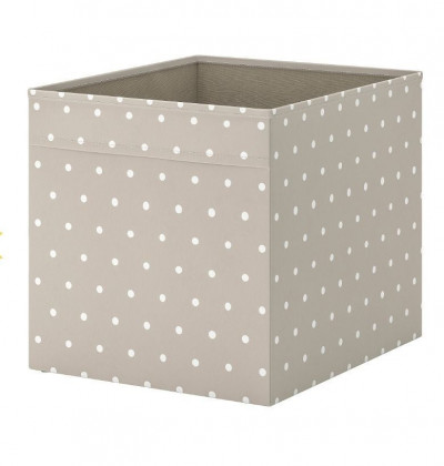 Органайзер, коробка для хранения Икеа, Дрона, бежевая в горошек