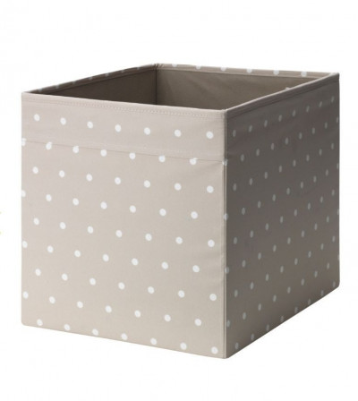 Органайзер, коробка для хранения Икеа, Дрона, бежевая в горошек