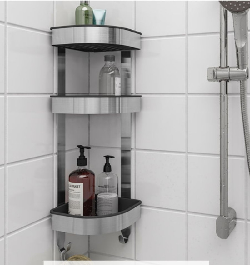 полка для ванной комнаты угловая Икеа, Brogrund 19x58 см, нержавеющая сталь. — 2