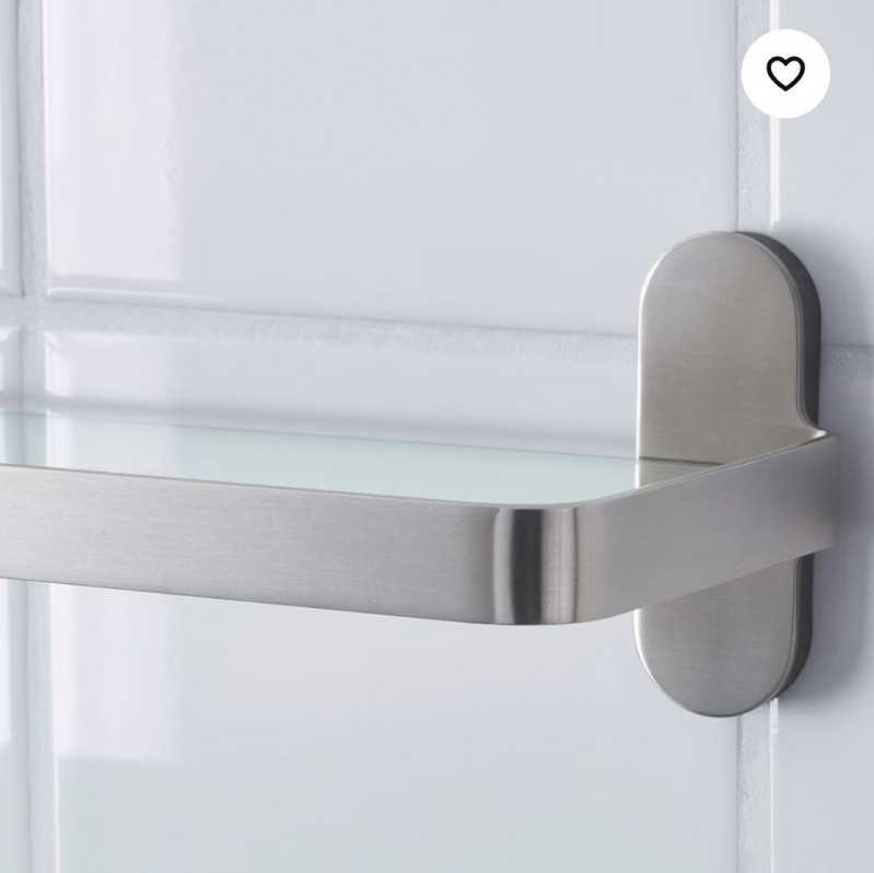 держатель, полочка для ванной комнаты, стеклянная со Икеа, Brogrund 67x11 см, со стальным каркасом — 4