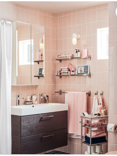 держатель, полочка для ванной комнаты, стеклянная со Икеа, Brogrund 67x11 см, со стальным каркасом