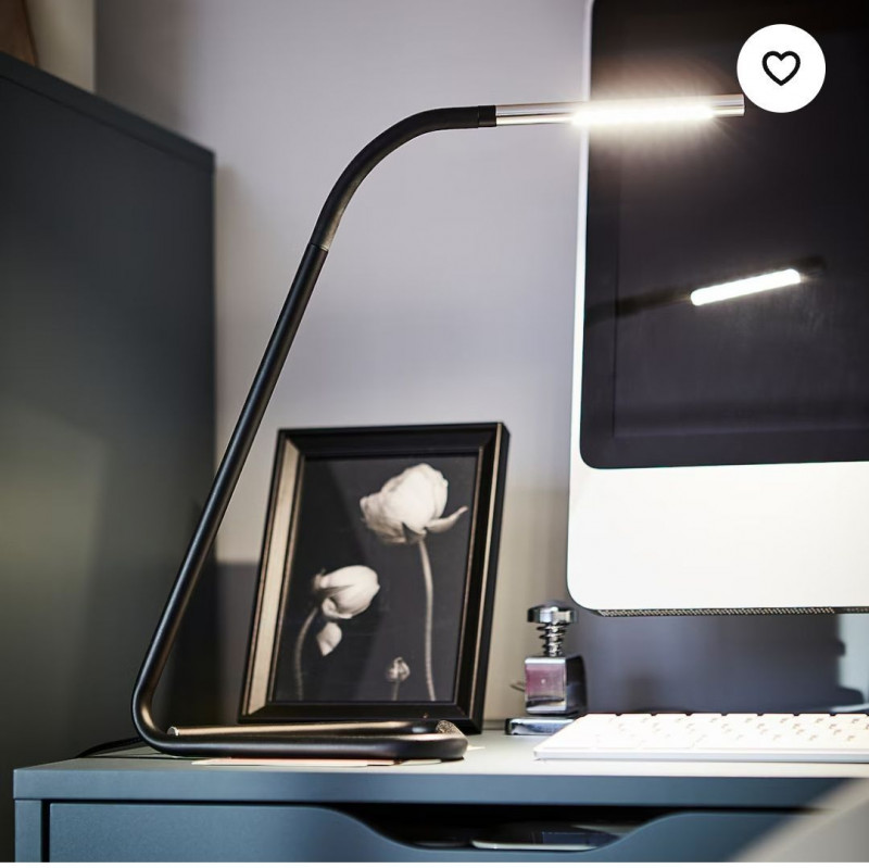 лампа настольная ИКЕА, Harte, светодиодная черная, 32 см с USB разьемом — 3