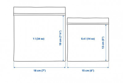пакеты для заморозки Ikea Istad 1/0,4 л ,черные ,голубые 60 шт
