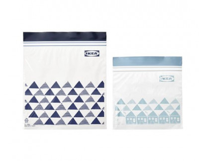 пакеты для заморозки Ikea Istad 1/0,4 л ,черные ,голубые 60 шт