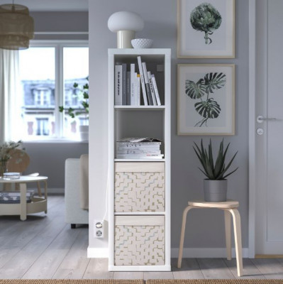 Органайзер, коробка для хранения Икеа, Дрона, бежевая с узором