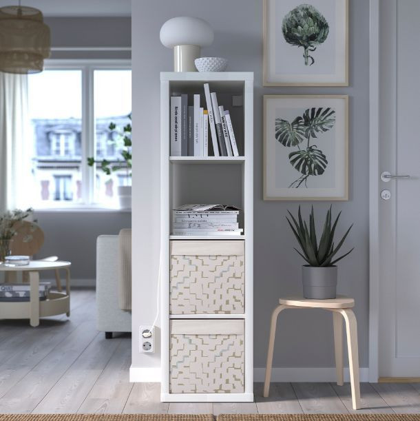 Органайзер, коробка для хранения Икеа, Дрона, бежевая с узором — 5