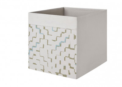 Органайзер, коробка для хранения Икеа, Дрона, бежевая с узором