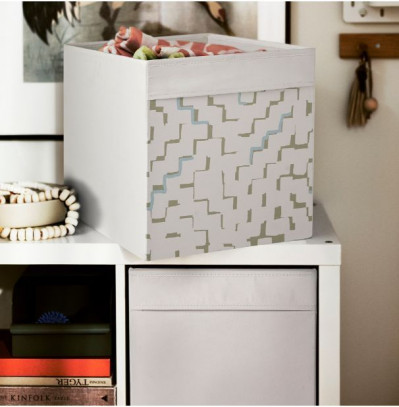 Органайзер, коробка для хранения Икеа, Дрона, бежевая с узором