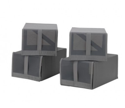 органайзер, коробка для хранения обуви Ikea,Skubb 4 шт.34х22х16, темно-серая