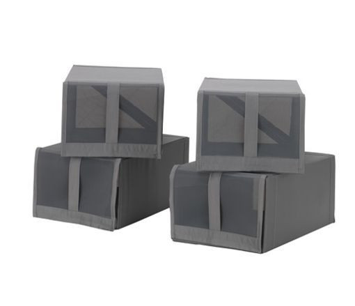 органайзер, коробка для хранения обуви Ikea,Skubb 4 шт.34х22х16, темно-серая — 2