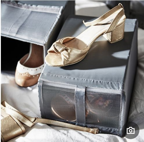 органайзер, коробка для хранения обуви Ikea,Skubb 4 шт.34х22х16, темно-серая — 1