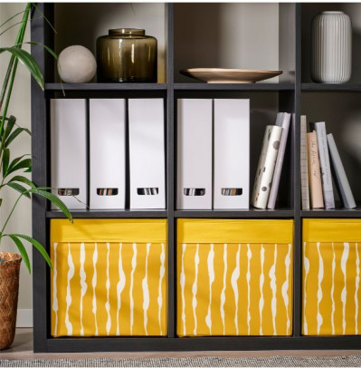 Органайзер, коробка для хранения Икеа, Дрона, темно-желтая с узором из Европы