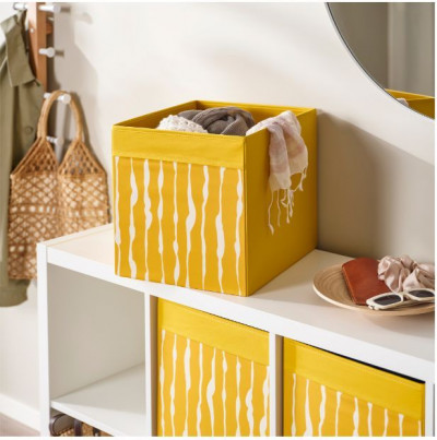 Органайзер, коробка для хранения Икеа, Дрона, темно-желтая с узором из Европы