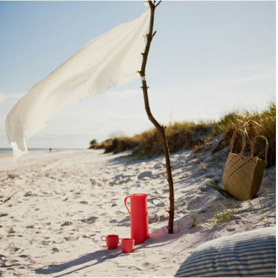 Термос Икеа, Behovd, 1 , литр, 30 см, со стеклянной колбой бежевый